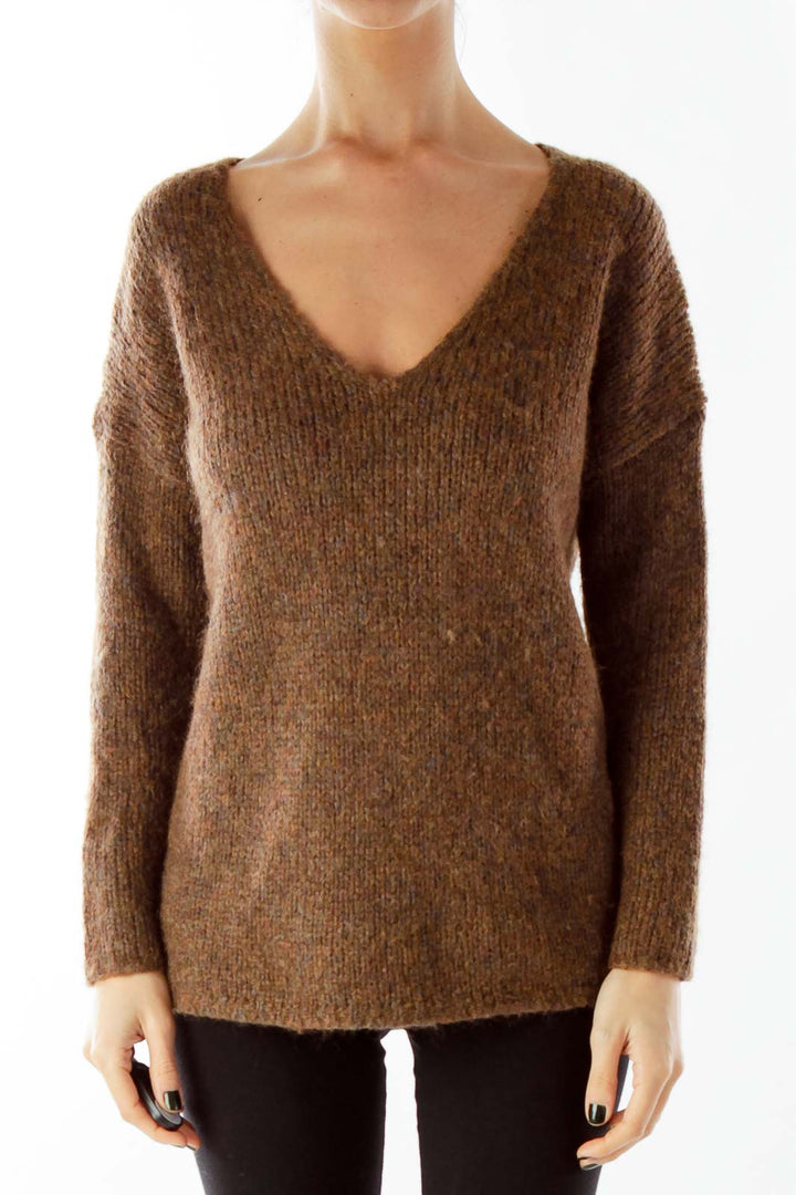 Brown V-Neck Sweater