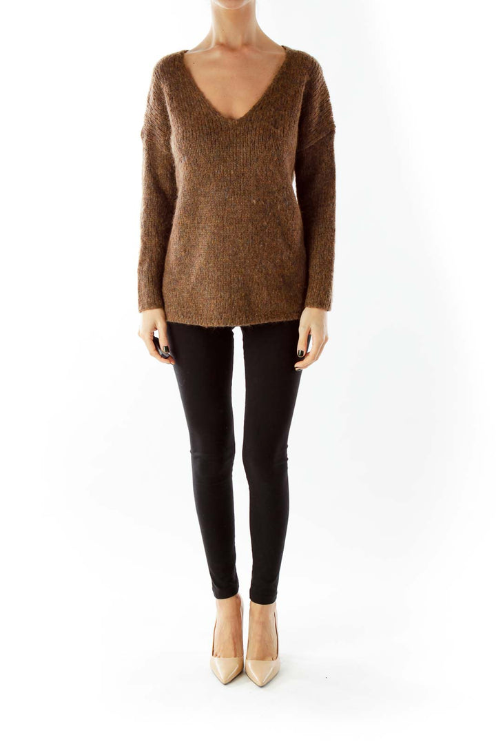 Brown V-Neck Sweater