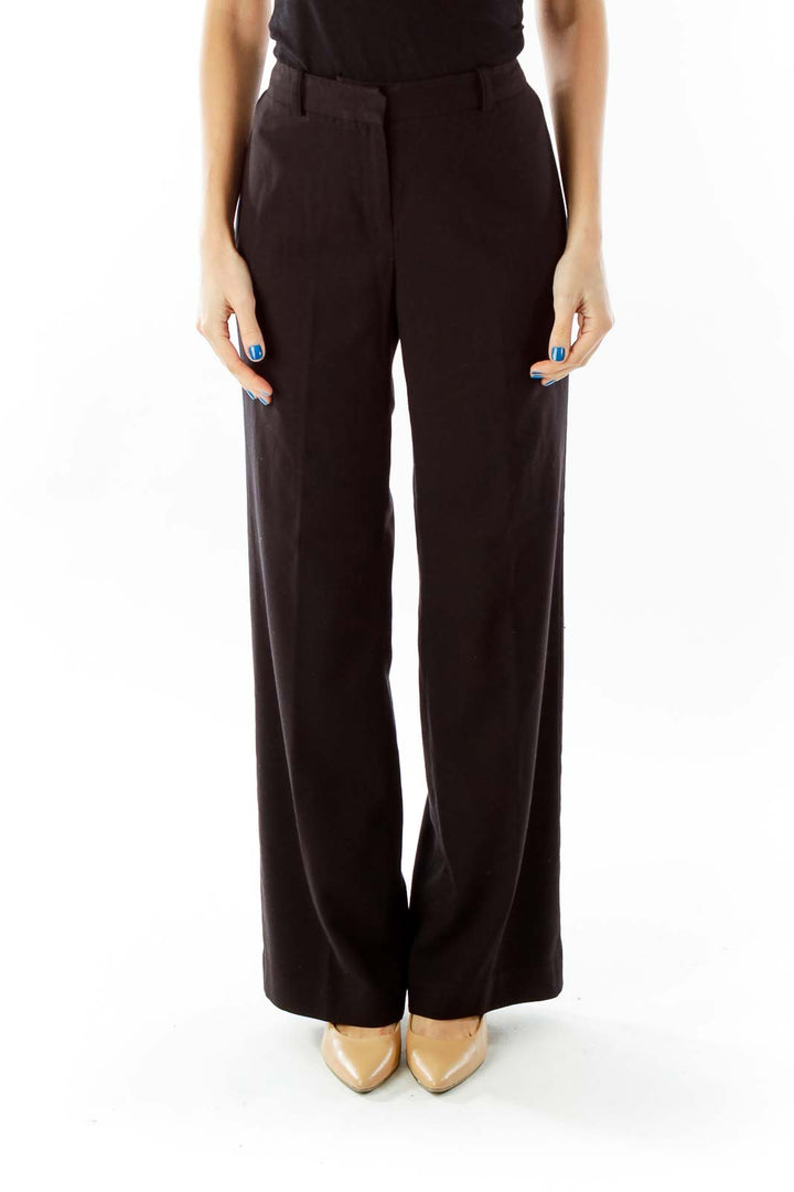 Black High-Waisted Straight-Leg Pants