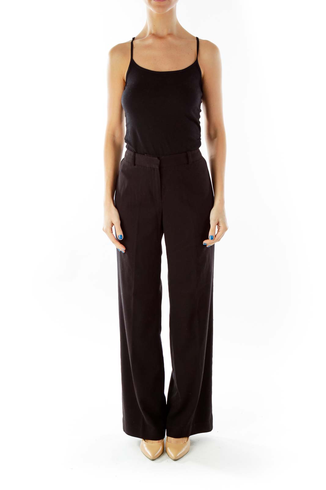 Black High-Waisted Straight-Leg Pants