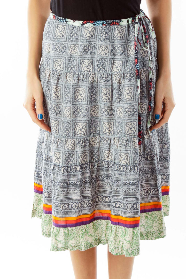 Multicolor Tribal Print Flared Skirt