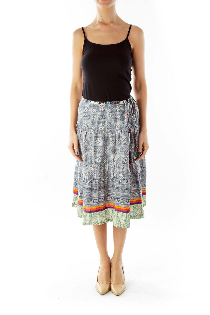 Multicolor Tribal Print Flared Skirt