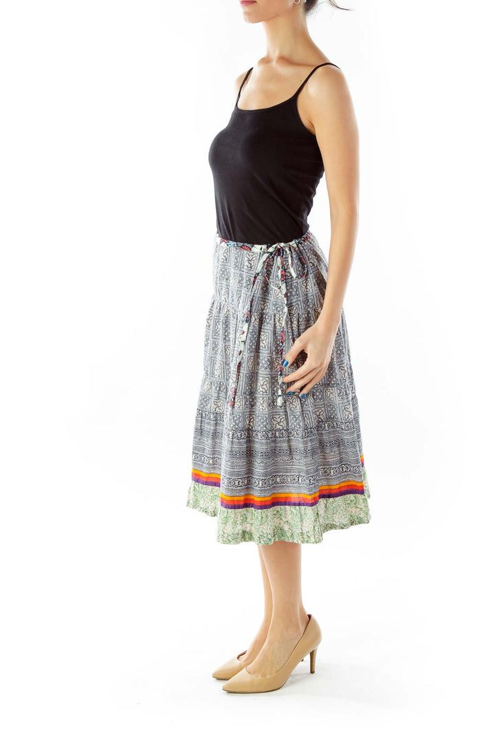 Multicolor Tribal Print Flared Skirt