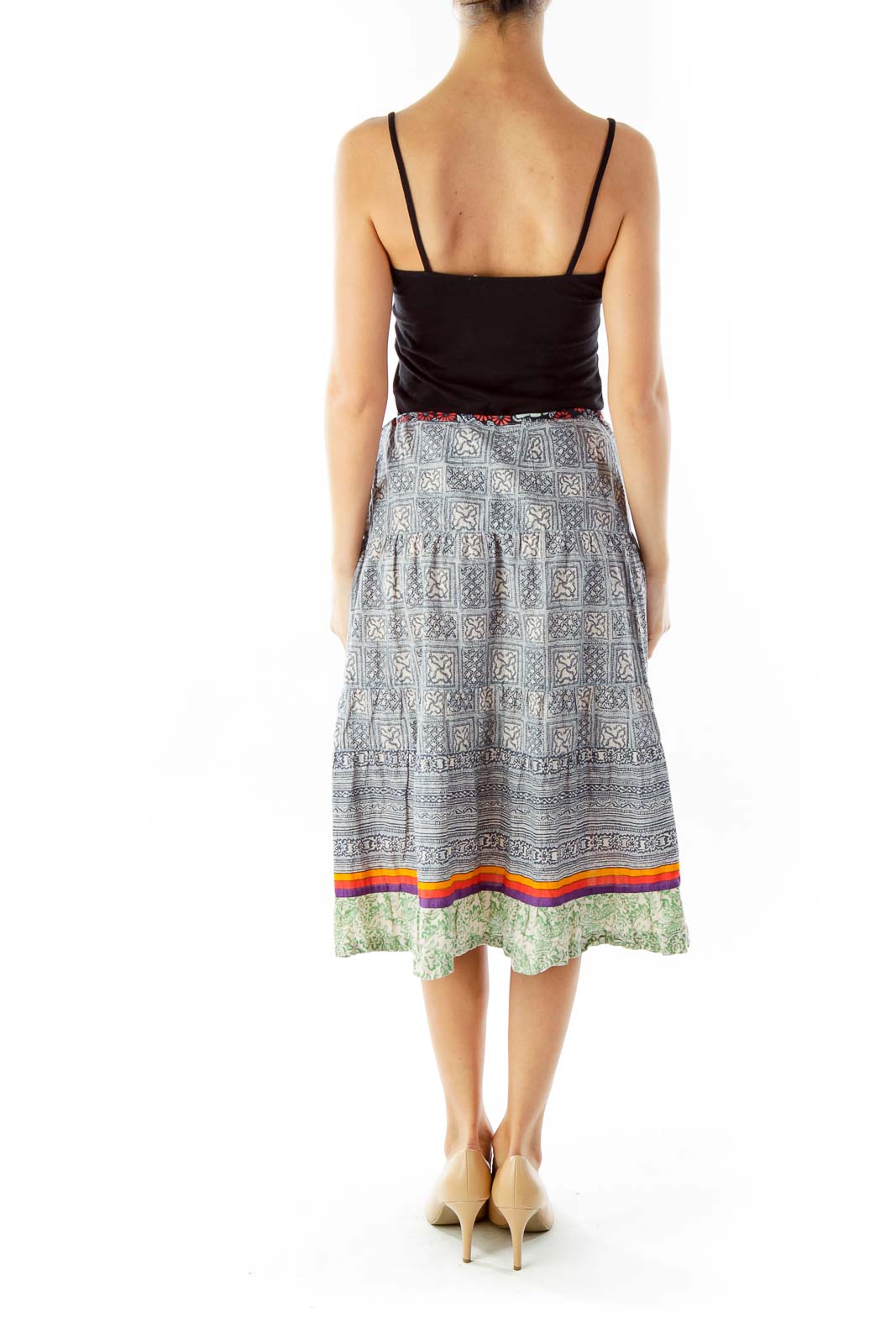 Multicolor Tribal Print Flared Skirt