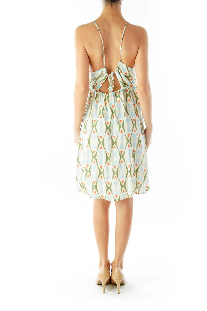 Spaghetti Strap Geometric Print Day Dress