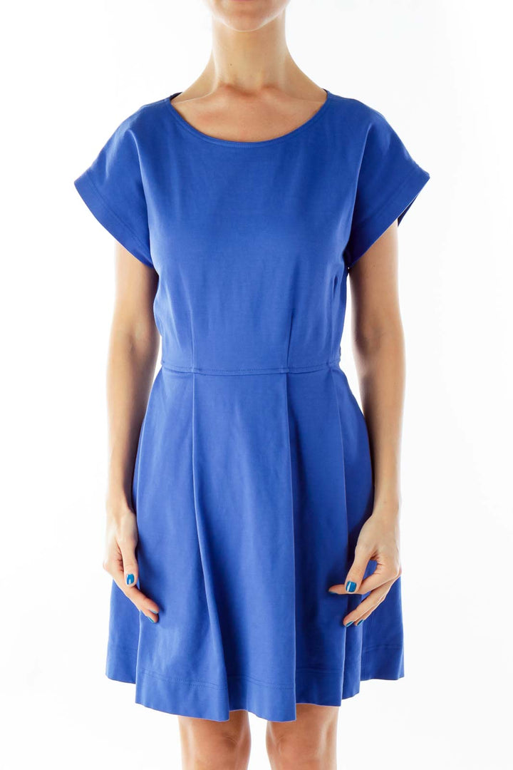 Blue Short Sleeve Round Neck Day Dress