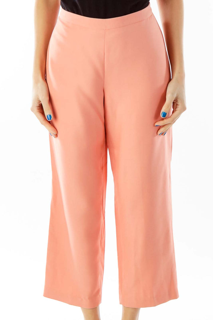 Peach High-Waisted Cropped Slacks