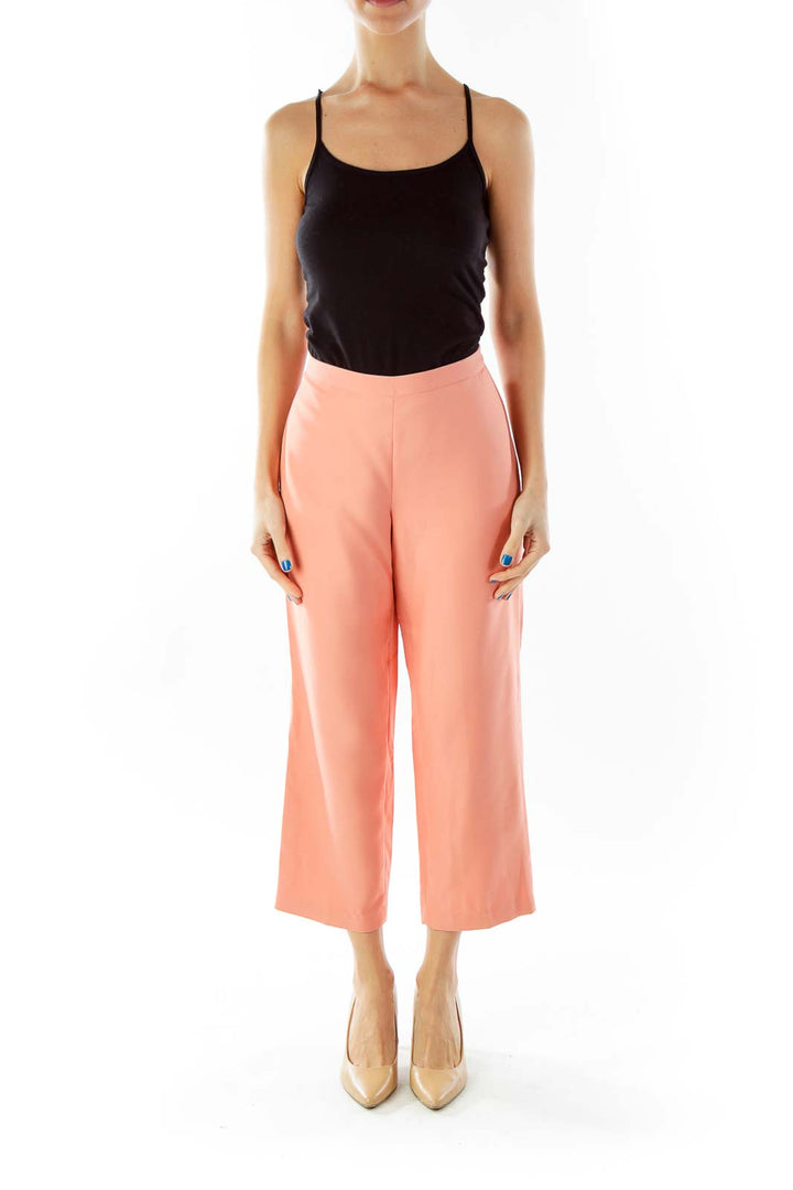 Peach High-Waisted Cropped Slacks