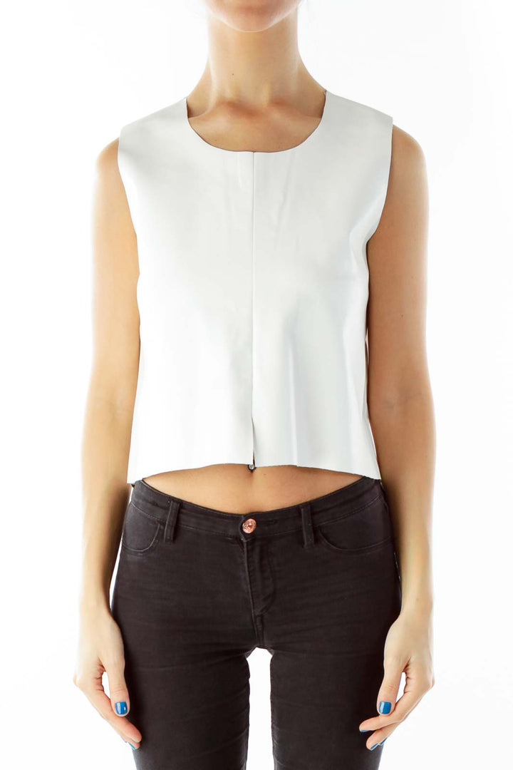 White Pleather Crop Top