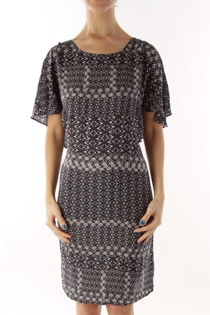 Navy Cream Tribal Print Day Dress