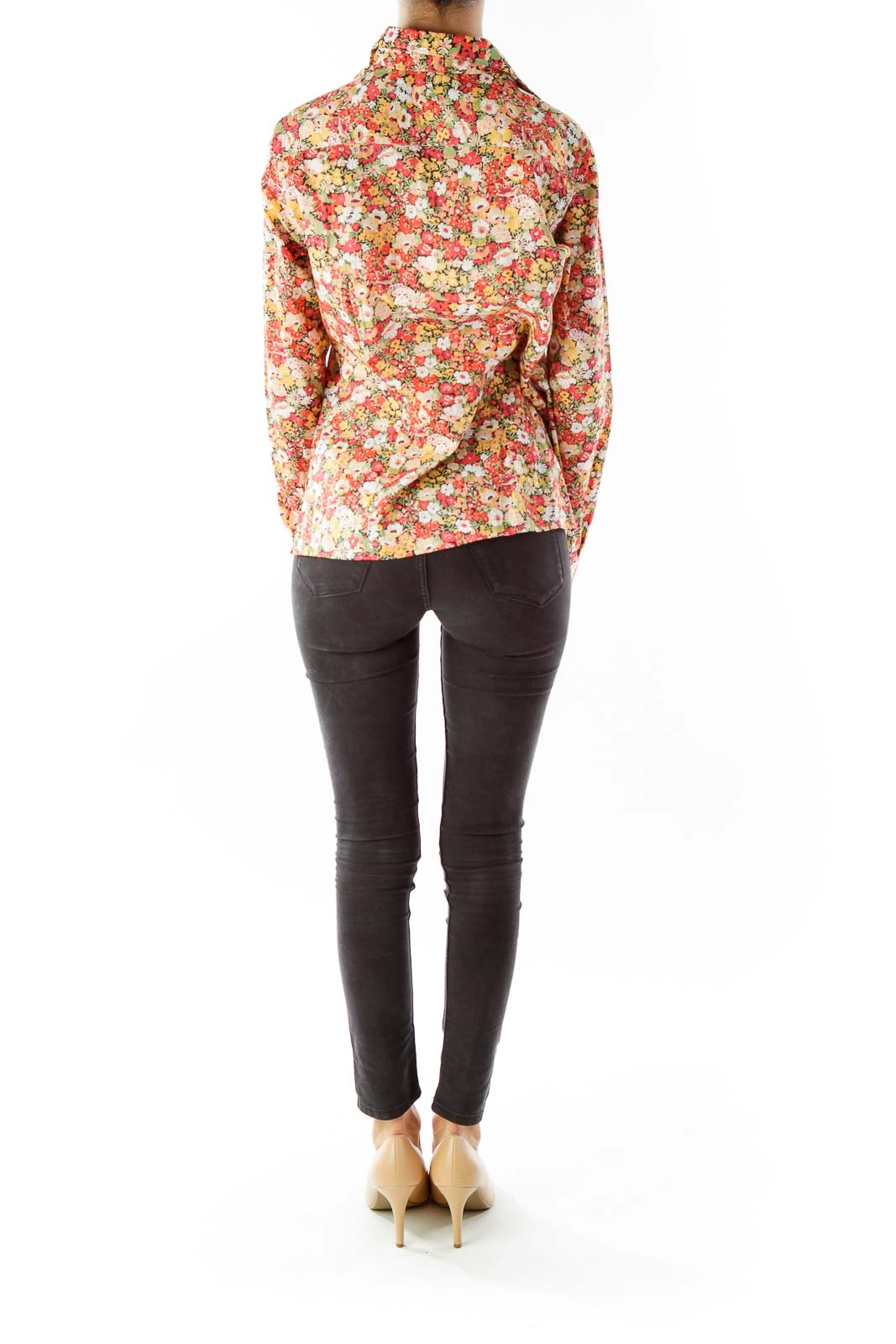 Orange Flower Print Shirt