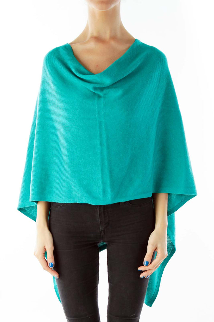 Turquoise Cotton & Cashmere Poncho