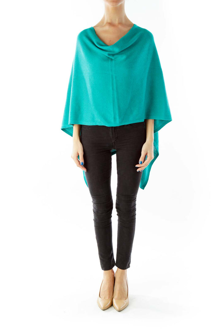 Turquoise Cotton & Cashmere Poncho