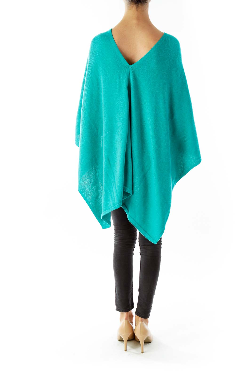 Turquoise Cotton & Cashmere Poncho