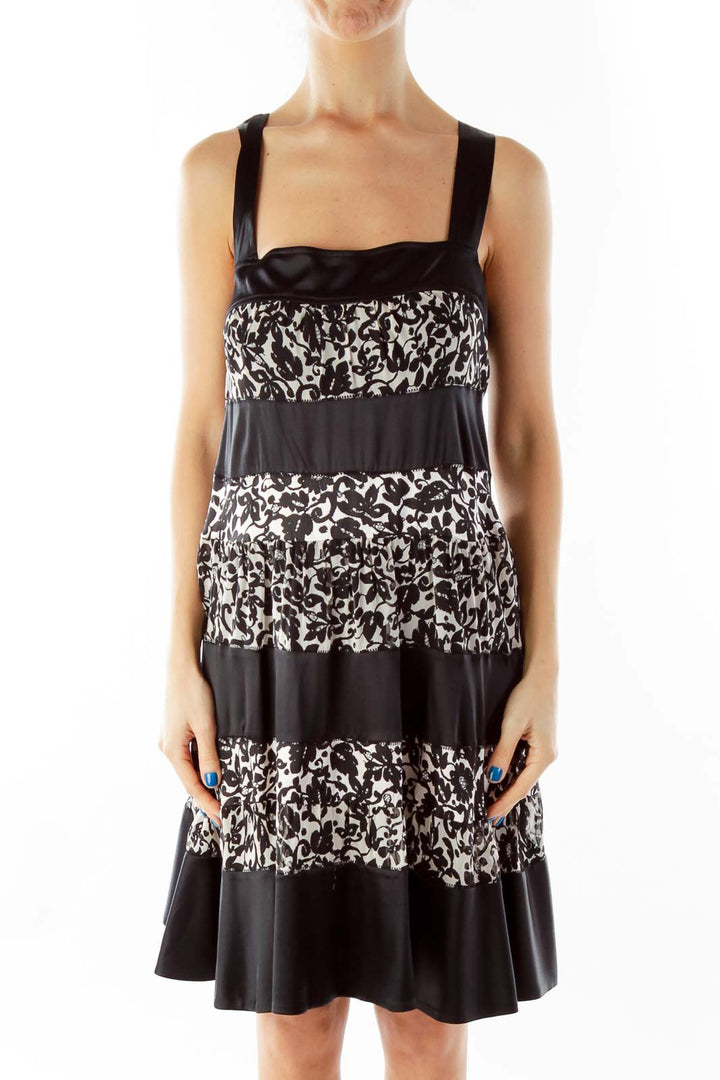 Black White Silk Dress