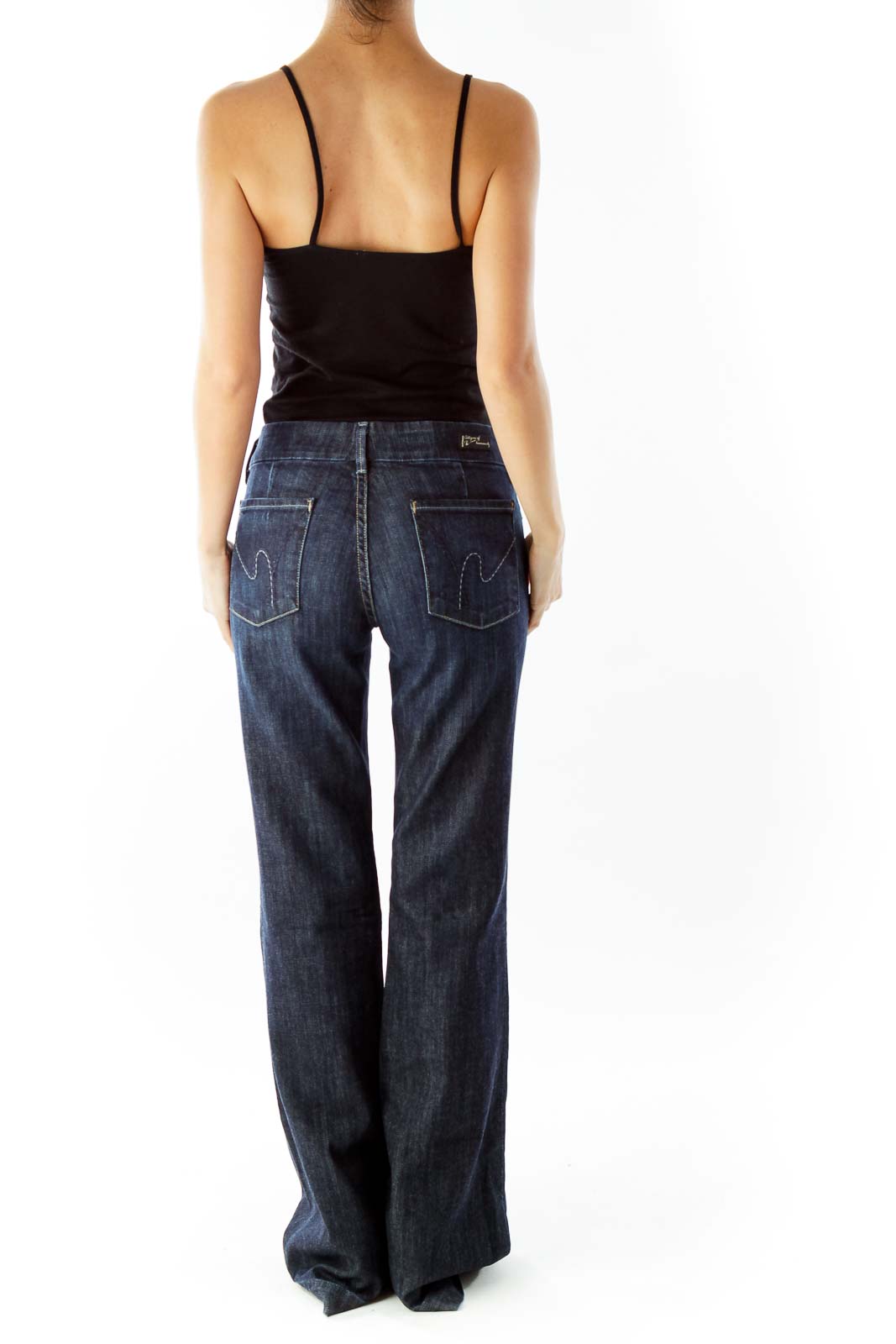 Navy Low Waist Full Leg Jeans