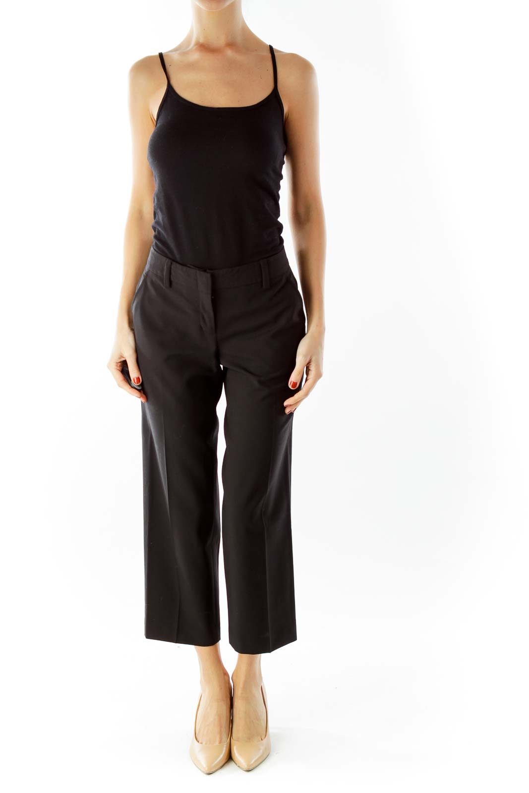 Black Cropped Suit Pants