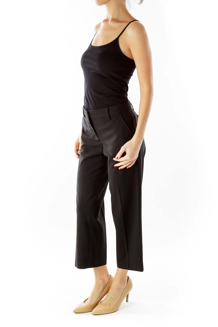 Black Cropped Suit Pants