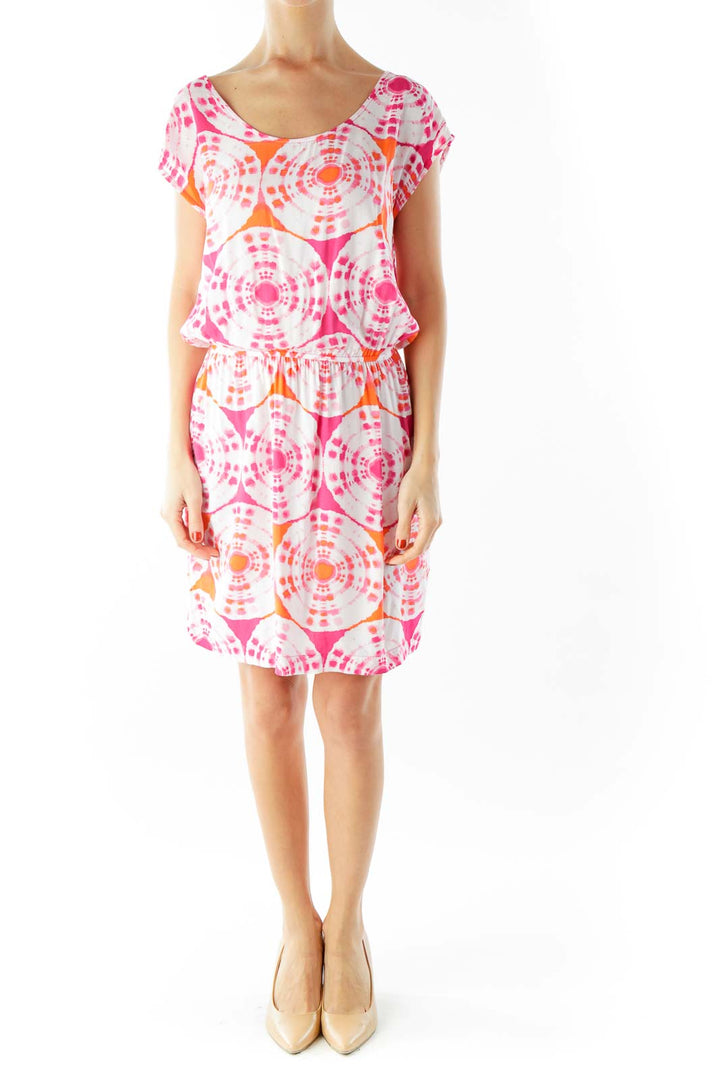 Pink Orange White Tie Dye Day Dress