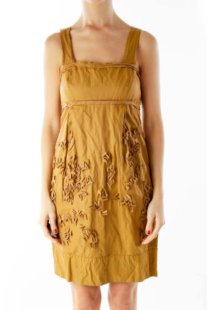 Brown Textured Day Dress