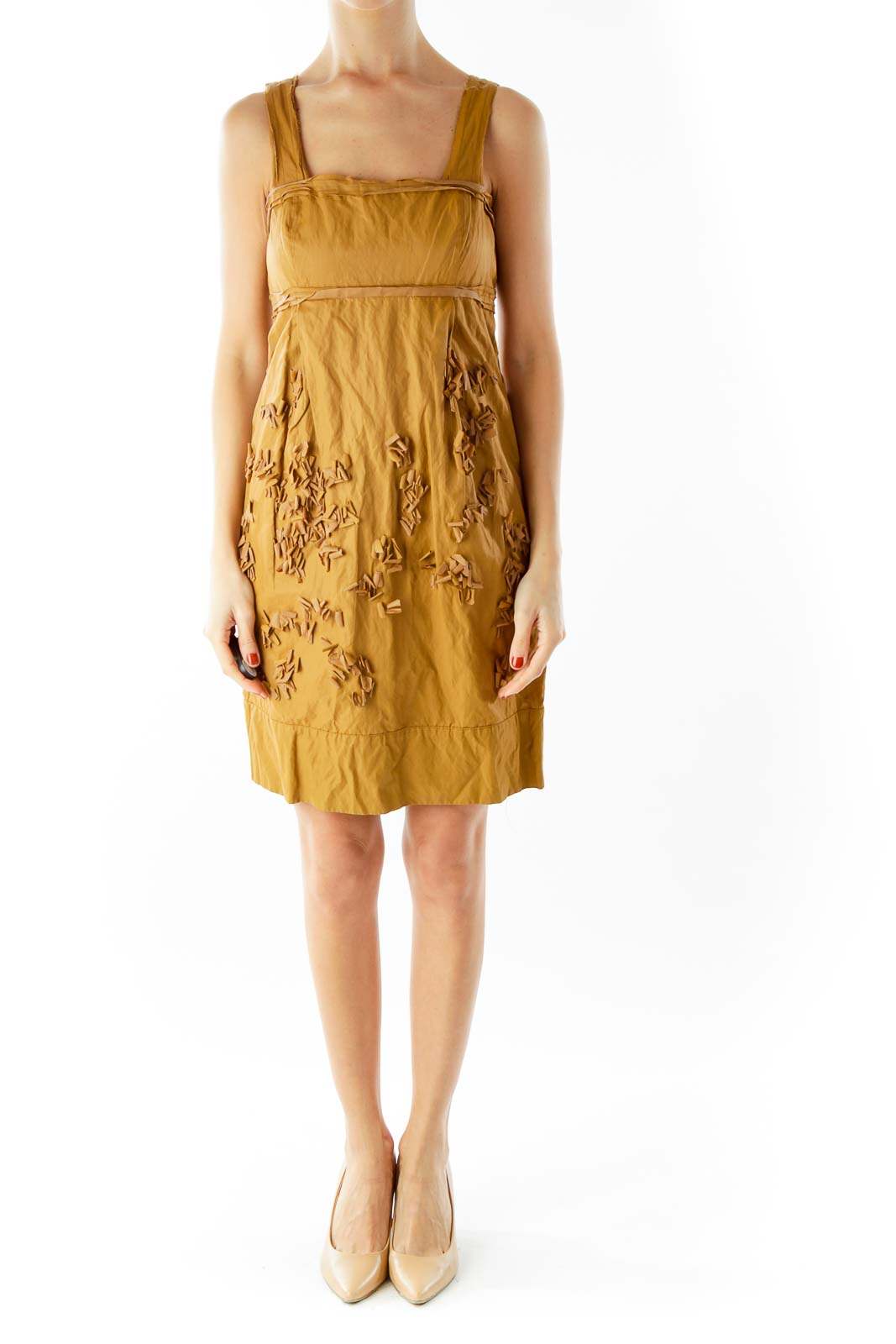 Brown Textured Day Dress