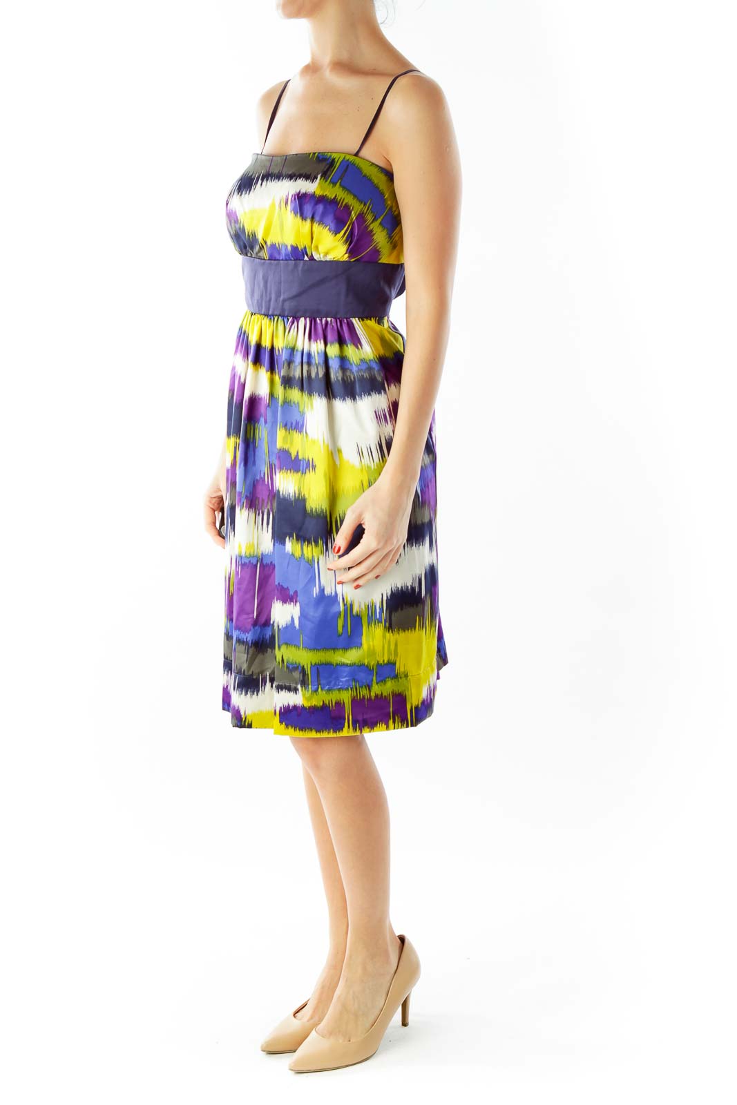 Multicolor Strapless Color Block Cocktail Dress