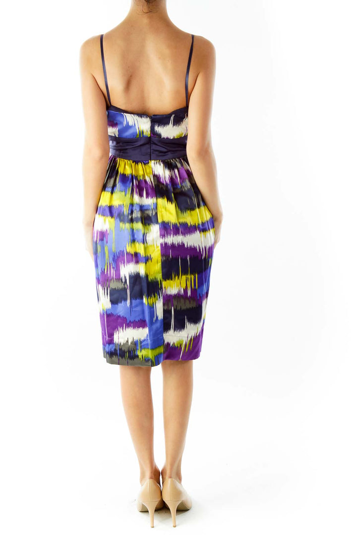 Multicolor Strapless Color Block Cocktail Dress