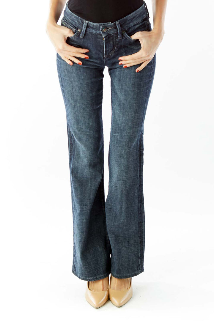 Navy High-Waisted Flared Jeans