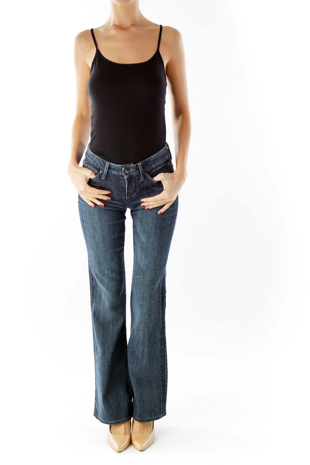 Navy High-Waisted Flared Jeans