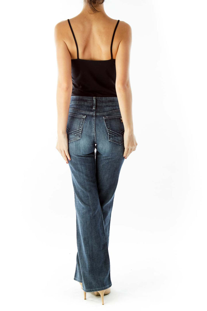 Navy High-Waisted Flared Jeans