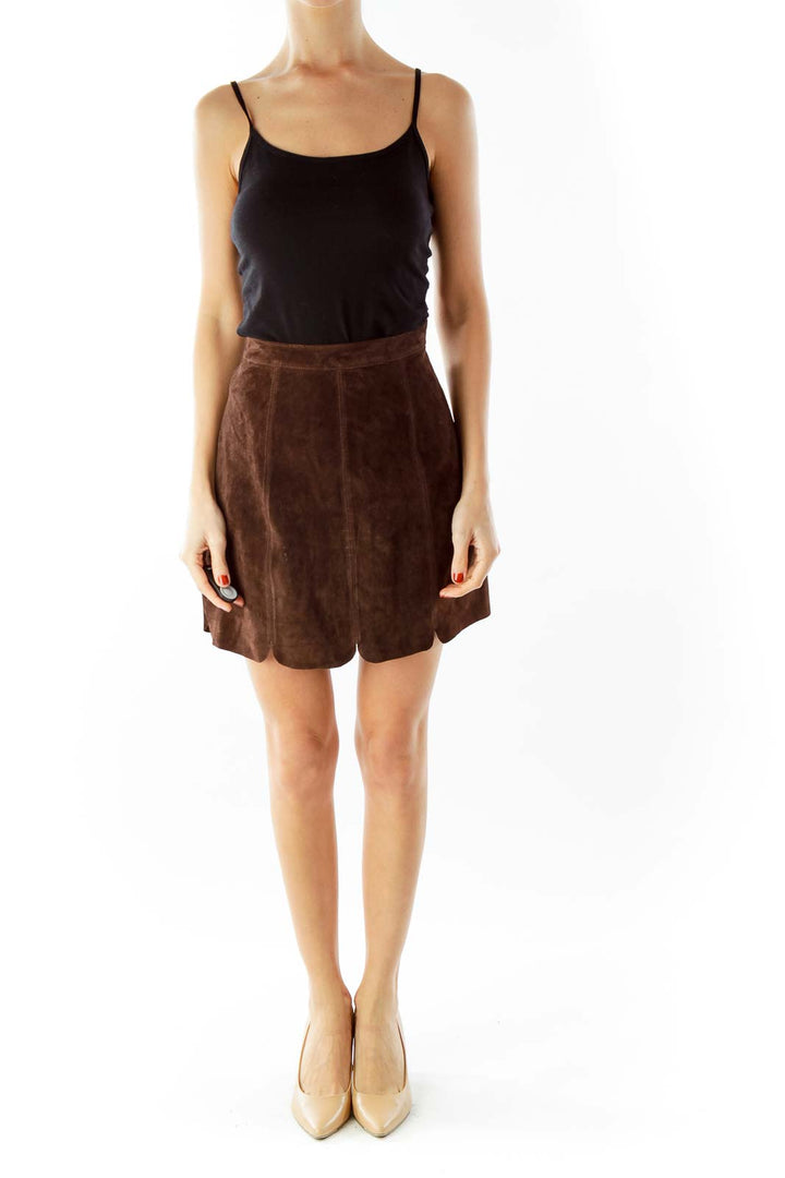 Brown Suede Mini Skirt