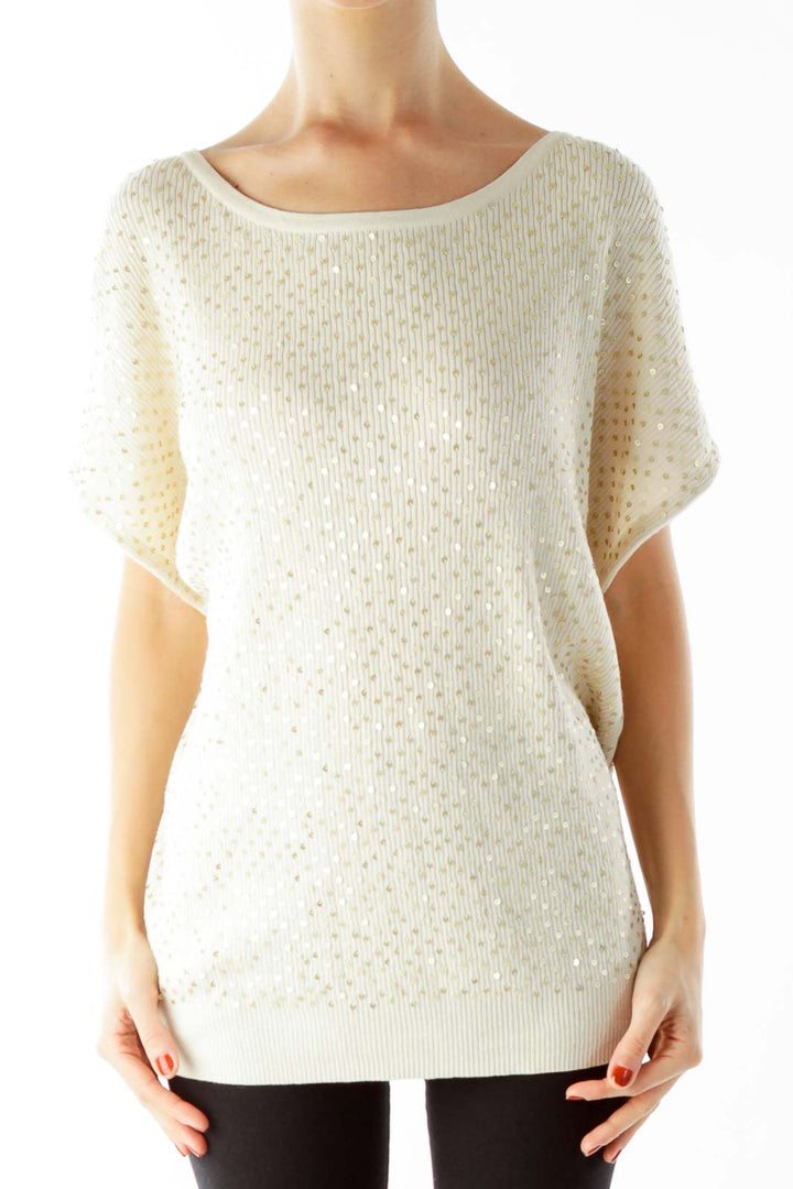 Cream Sequined Top