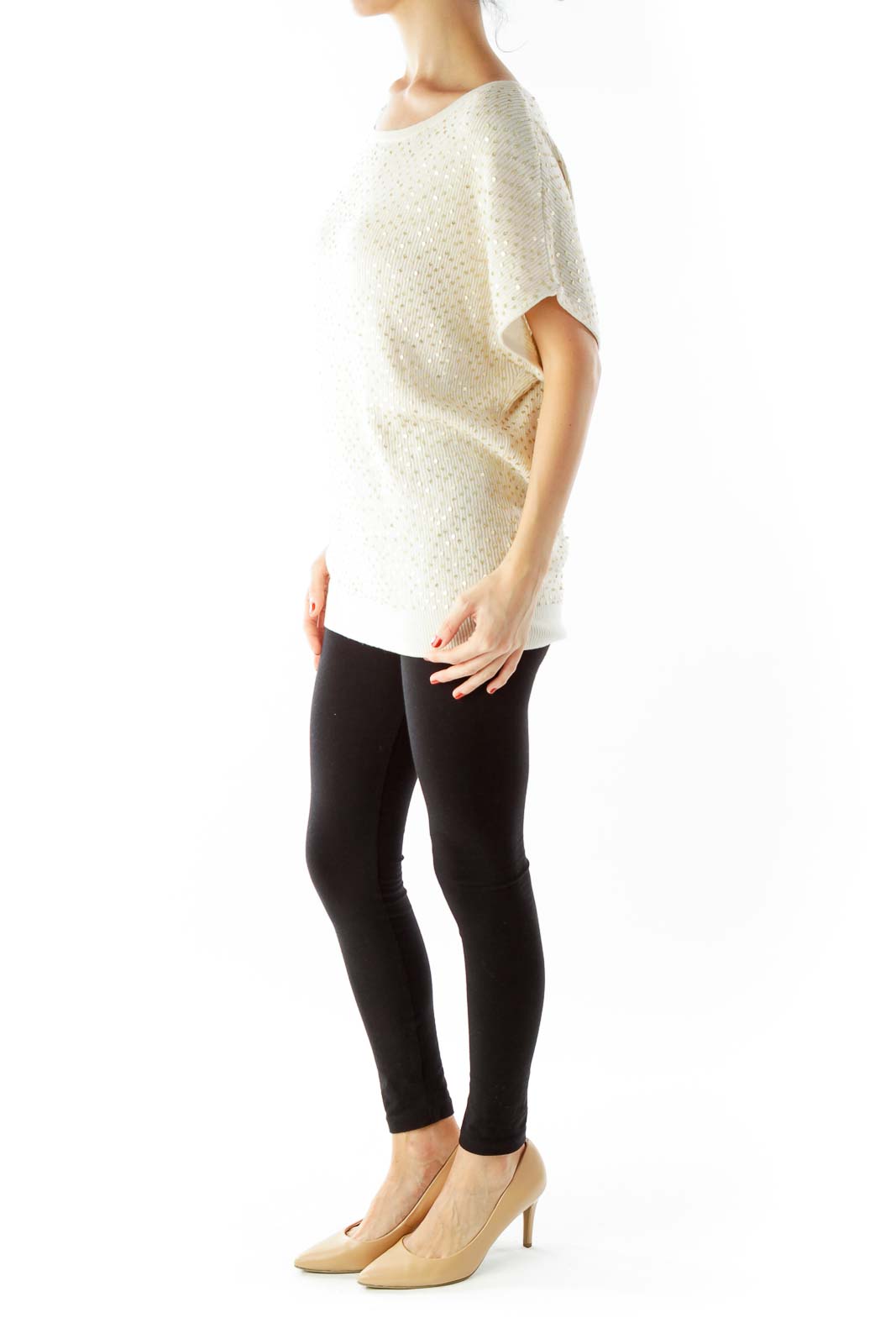 Cream Sequined Top