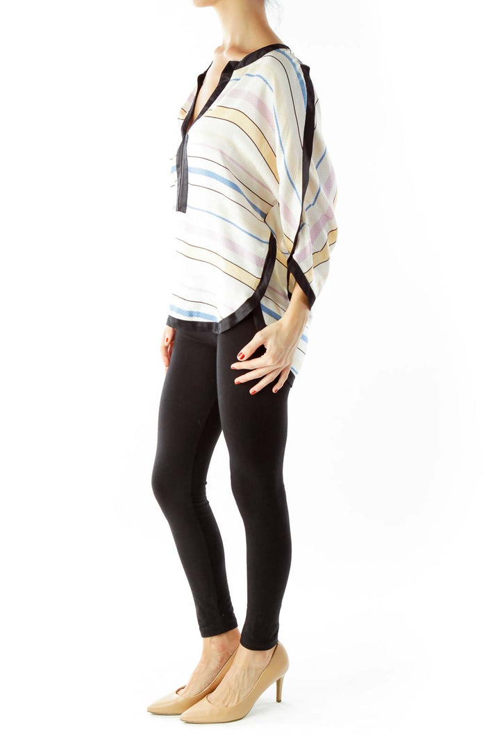 Cream Black Striped Blouse