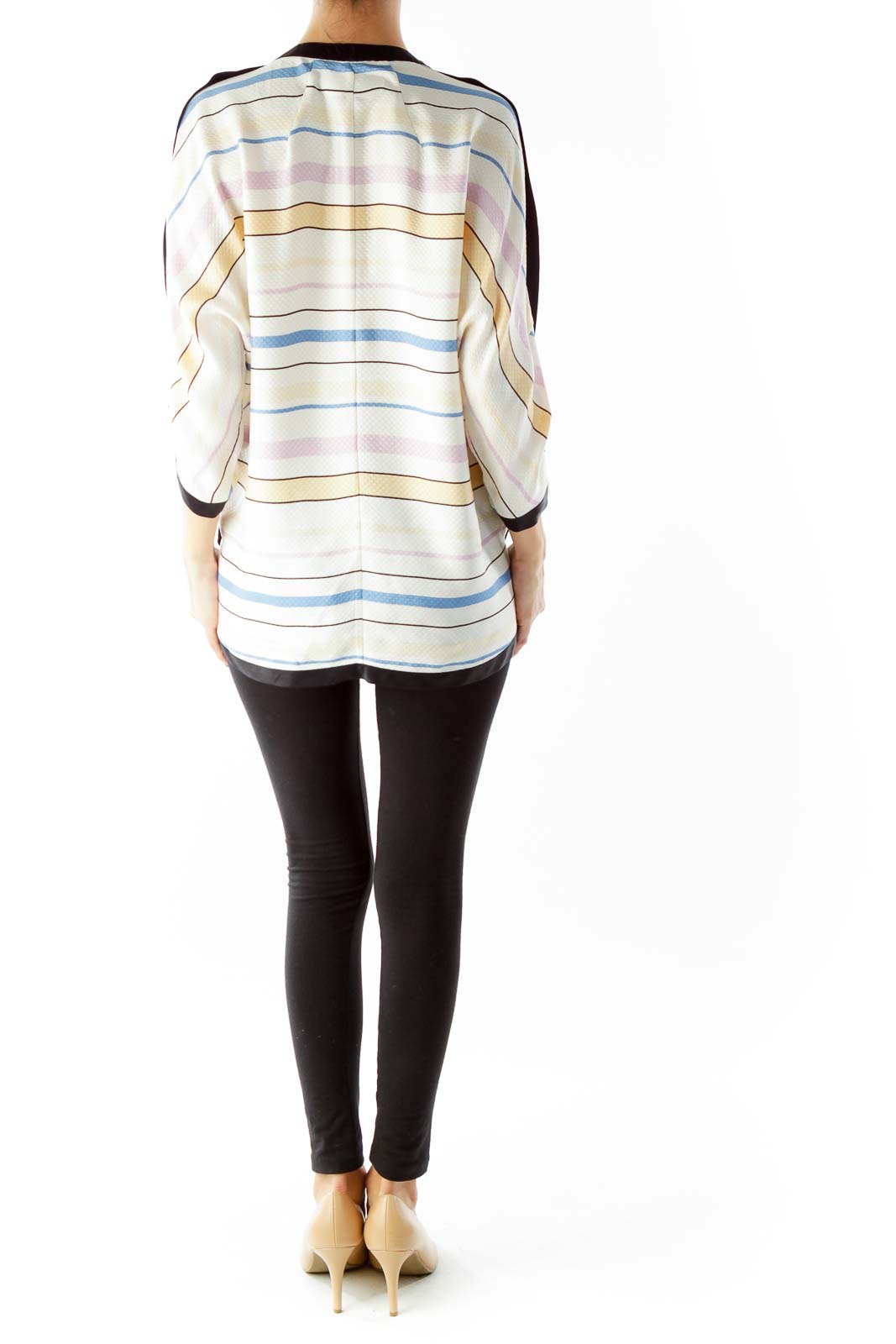 Cream Black Striped Blouse