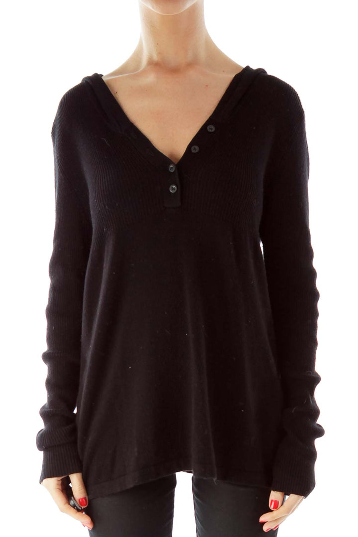 Black Long Hooded Sweater