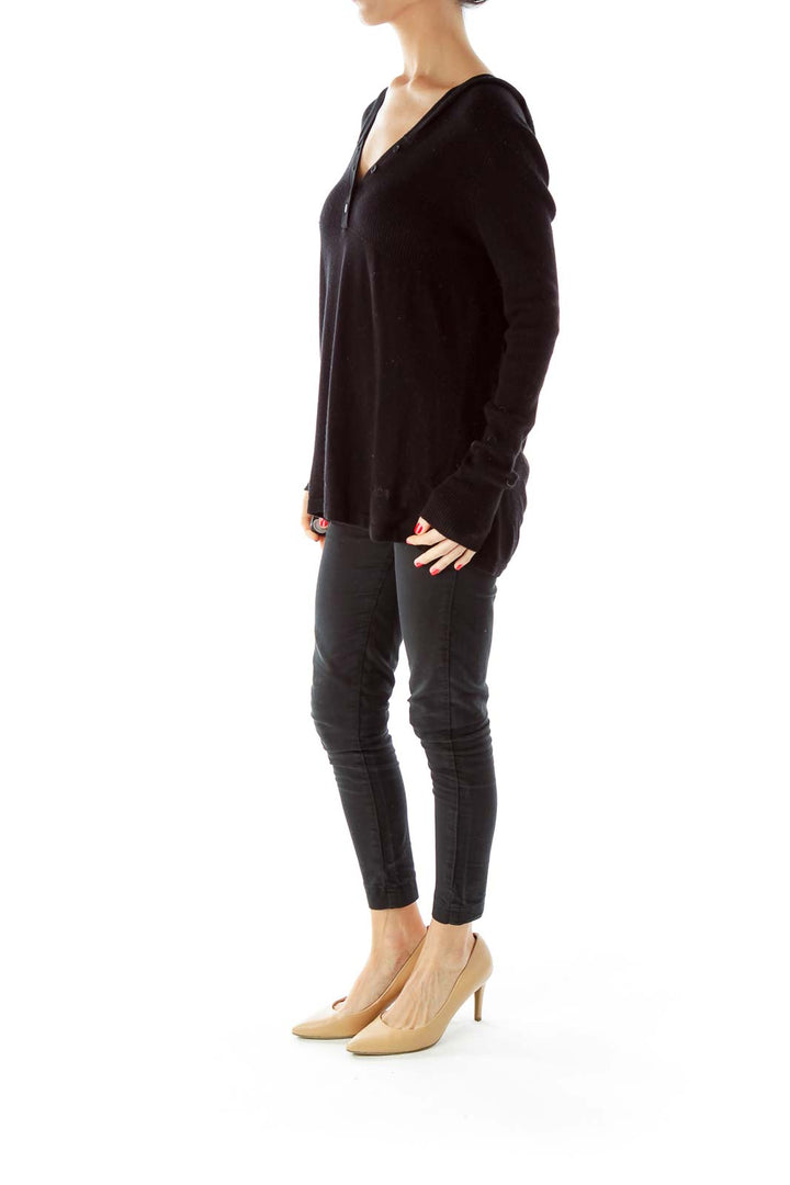 Black Long Hooded Sweater