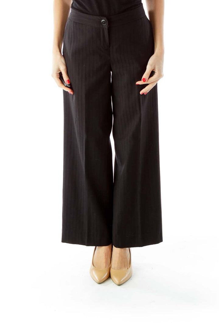 Black Pinstripe Wide Leg Pants