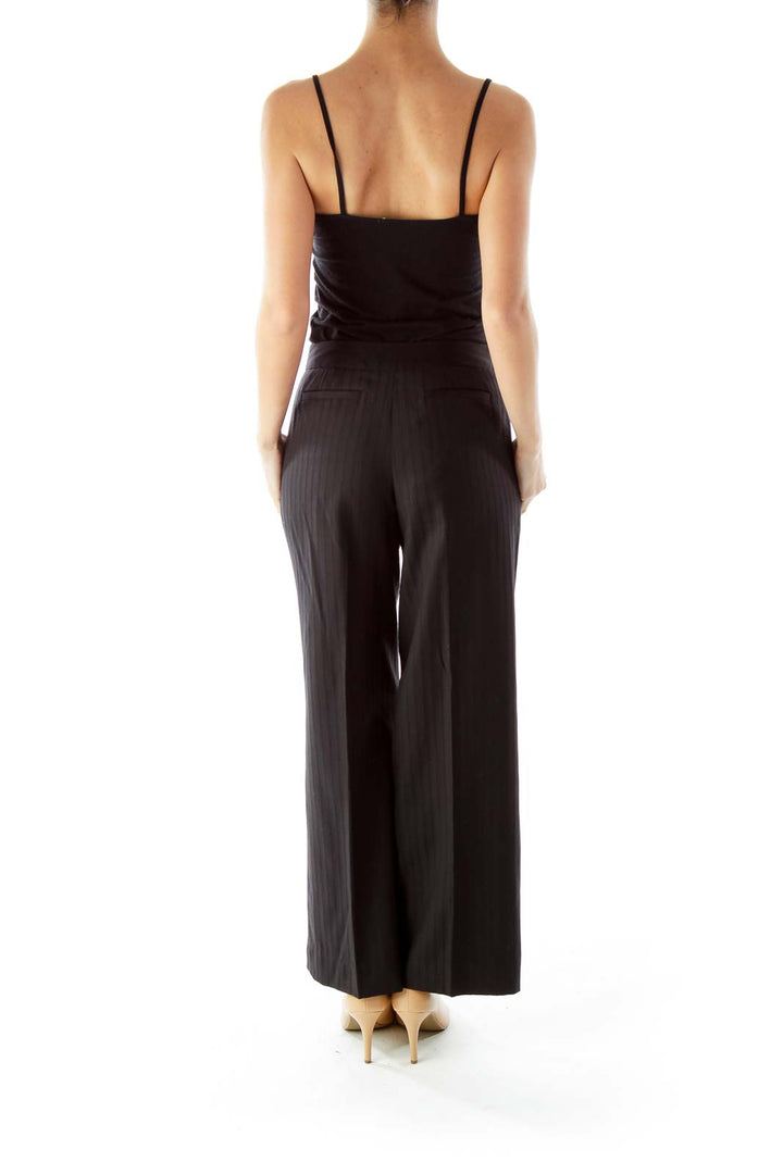 Black Pinstripe Wide Leg Pants