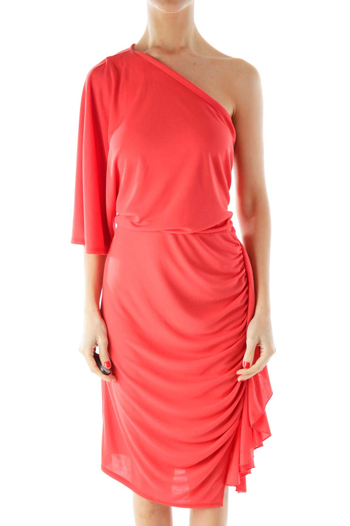 Orange One-Shoulder Cocktail Dress