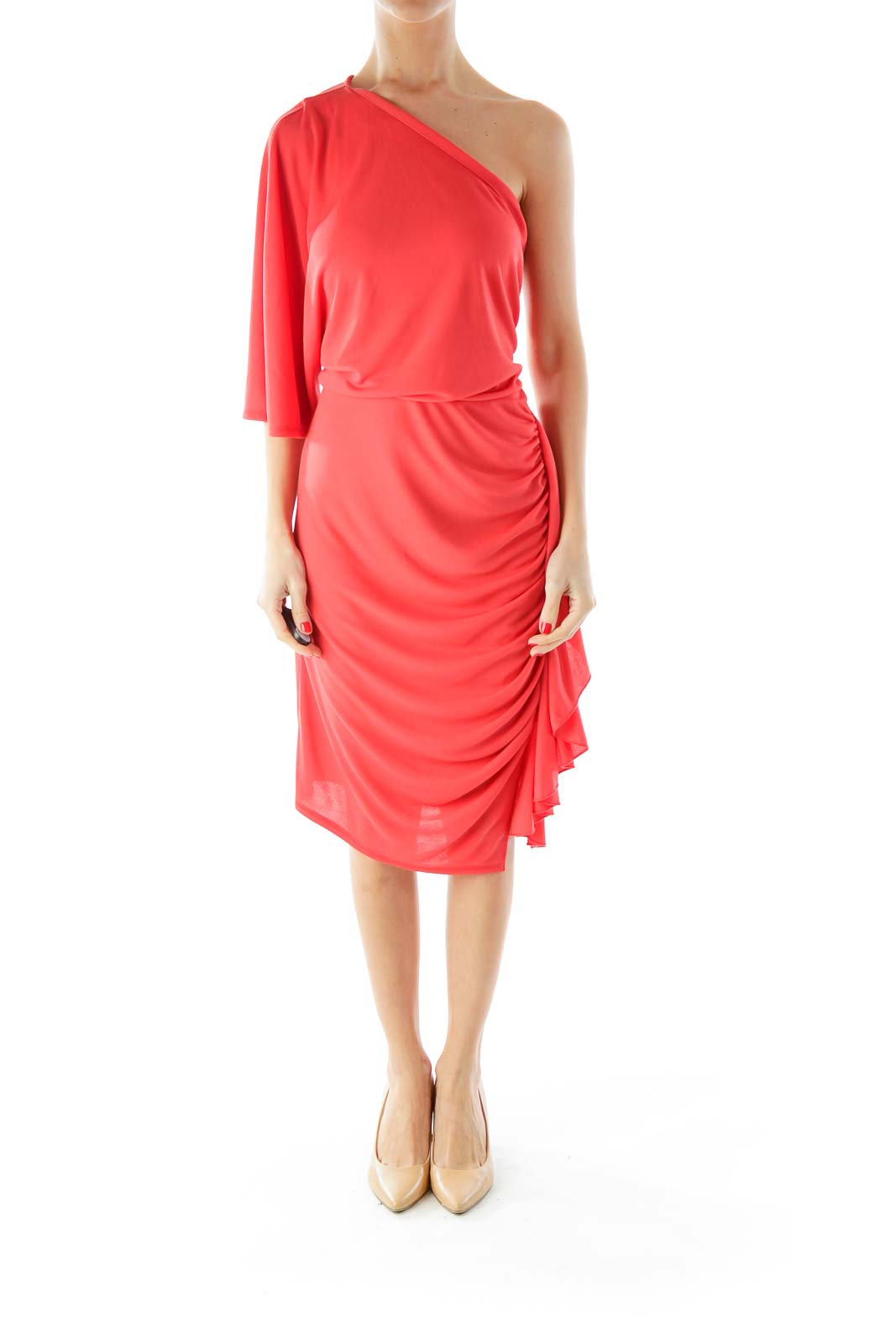 Orange One-Shoulder Cocktail Dress