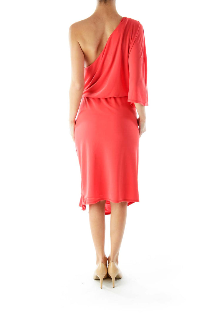 Orange One-Shoulder Cocktail Dress