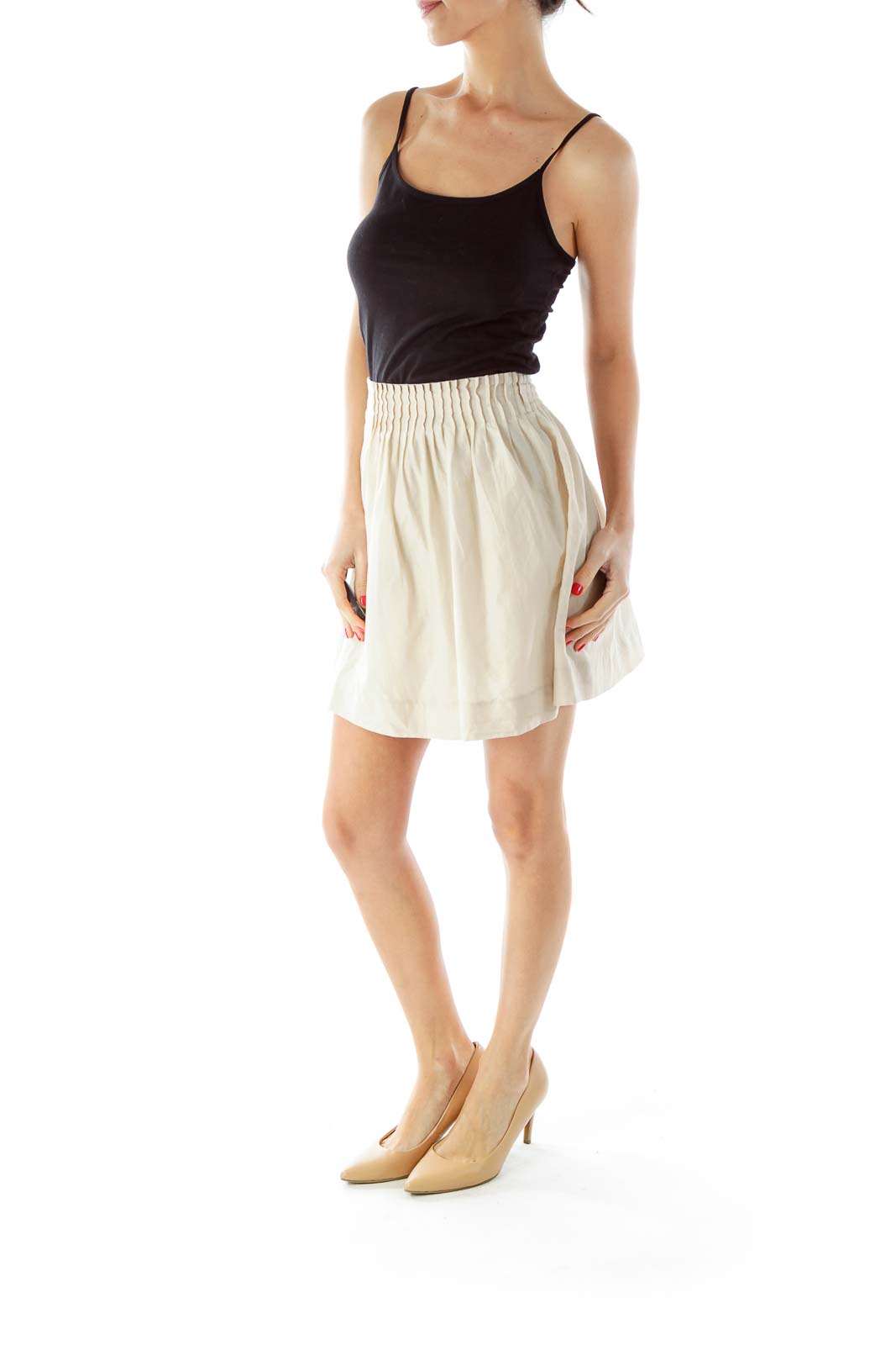 Beige Scrunched Skirt