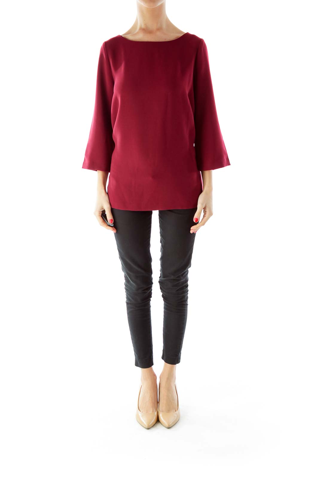 Maroon Three-Quarter Sleeve Blouse