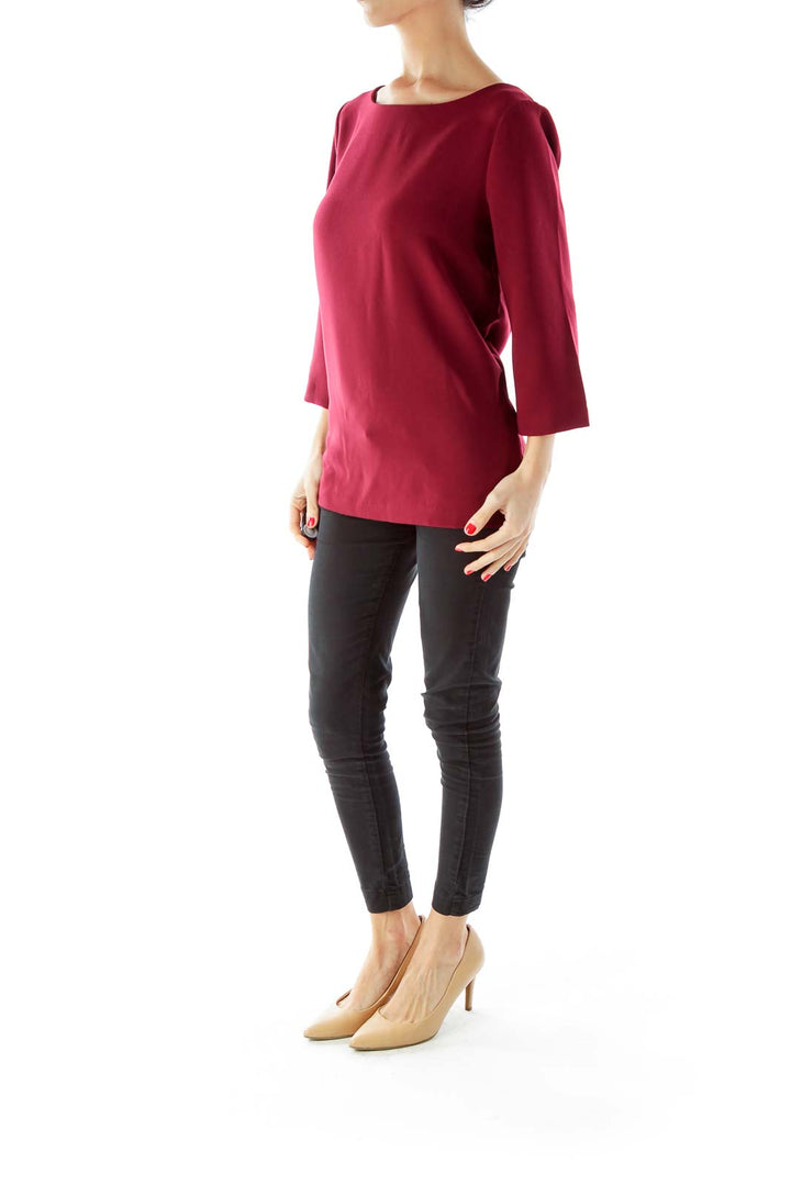 Maroon Three-Quarter Sleeve Blouse