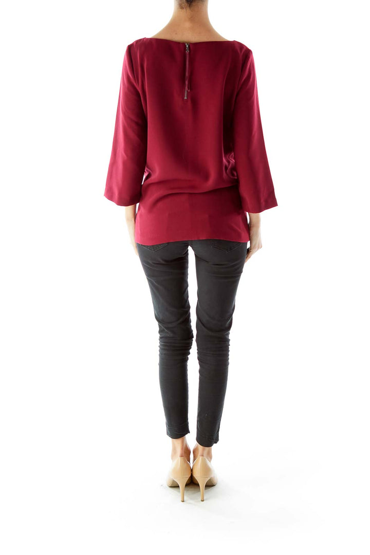 Maroon Three-Quarter Sleeve Blouse