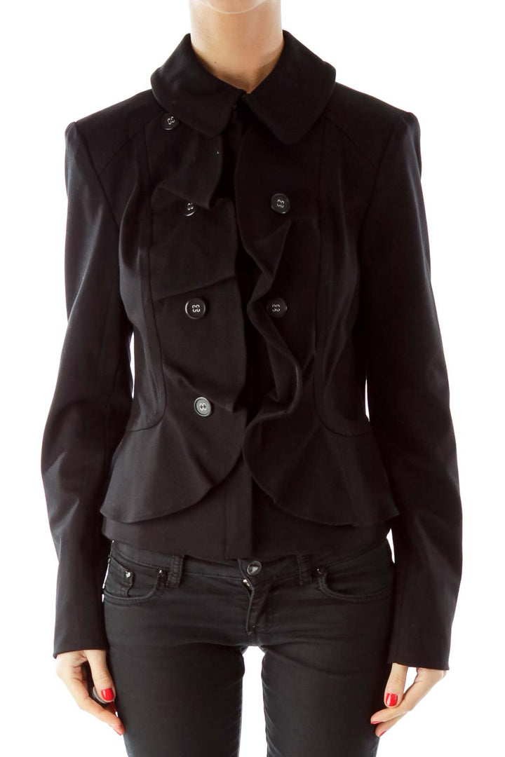 Black Ruffled Blazer