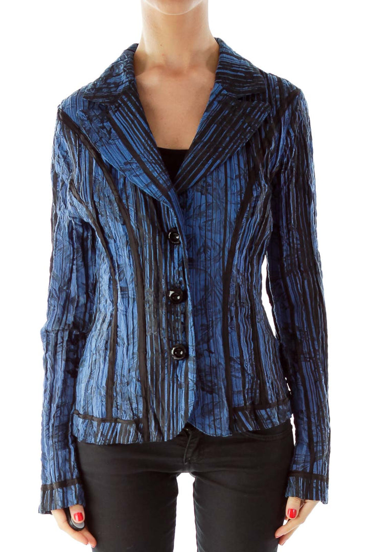 Blue and Black Scrunched Blazer