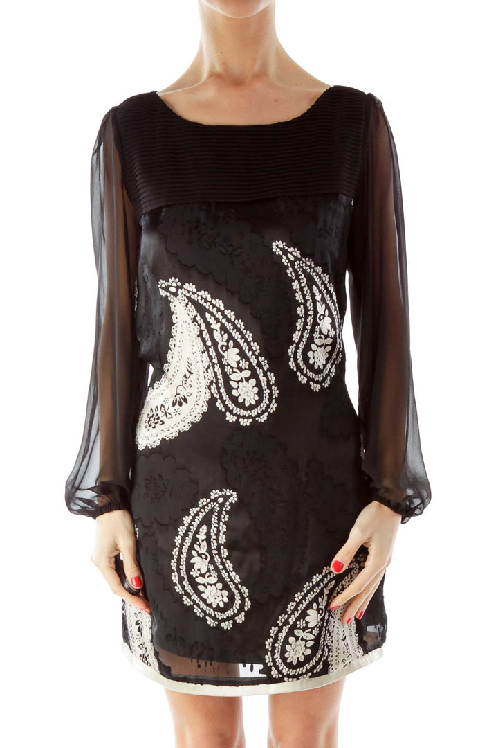 Black Silk Paisley Print Dress