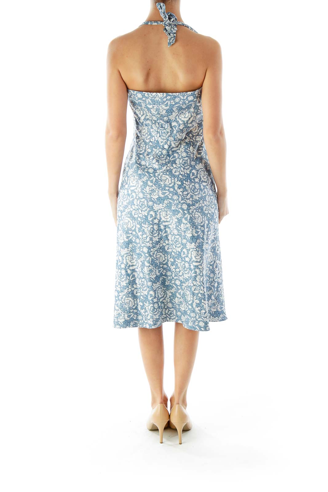 Blue White Flower Print Day Dress